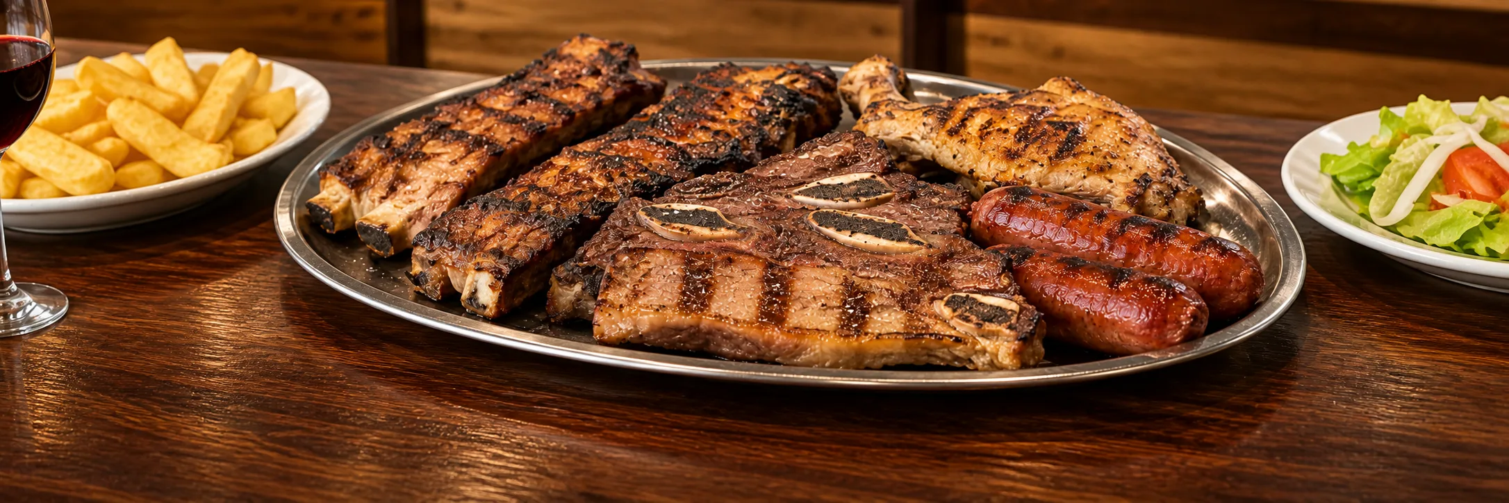 Parrillada mixta con costilla, pollo y chorizo criollo